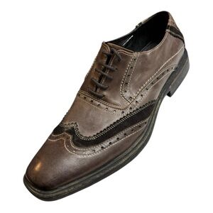 Robert Wayne Brown Leather & Suede Wingtip Oxfords Size 10 D Classic Brogues